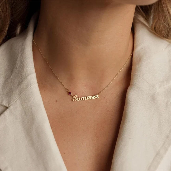 Personalized Summer Birthstone Name Necklace