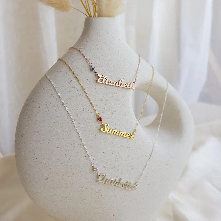 Personalized Summer Birthstone Name Necklace