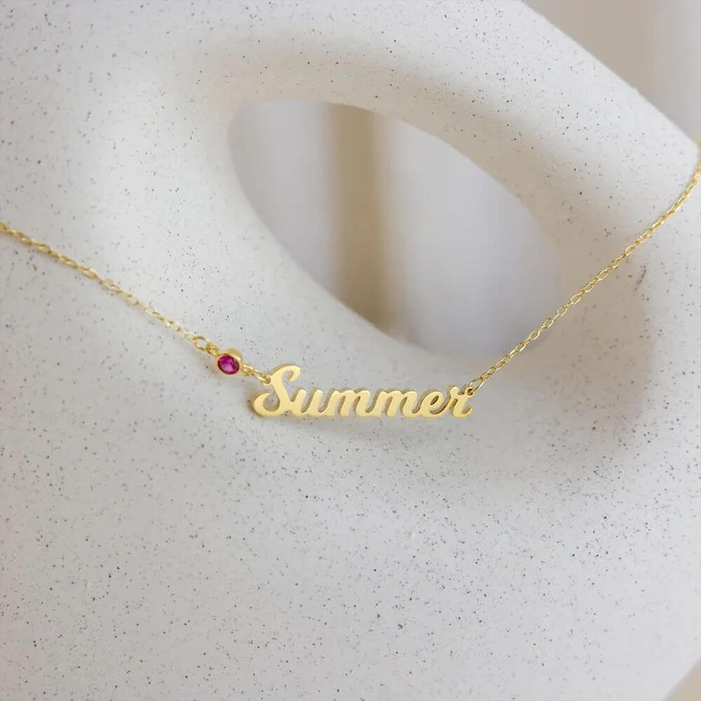 Personalized Summer Birthstone Name Necklace