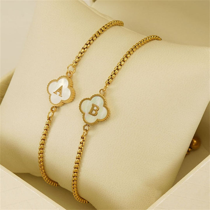 Personalized Clover Initial Bracelet