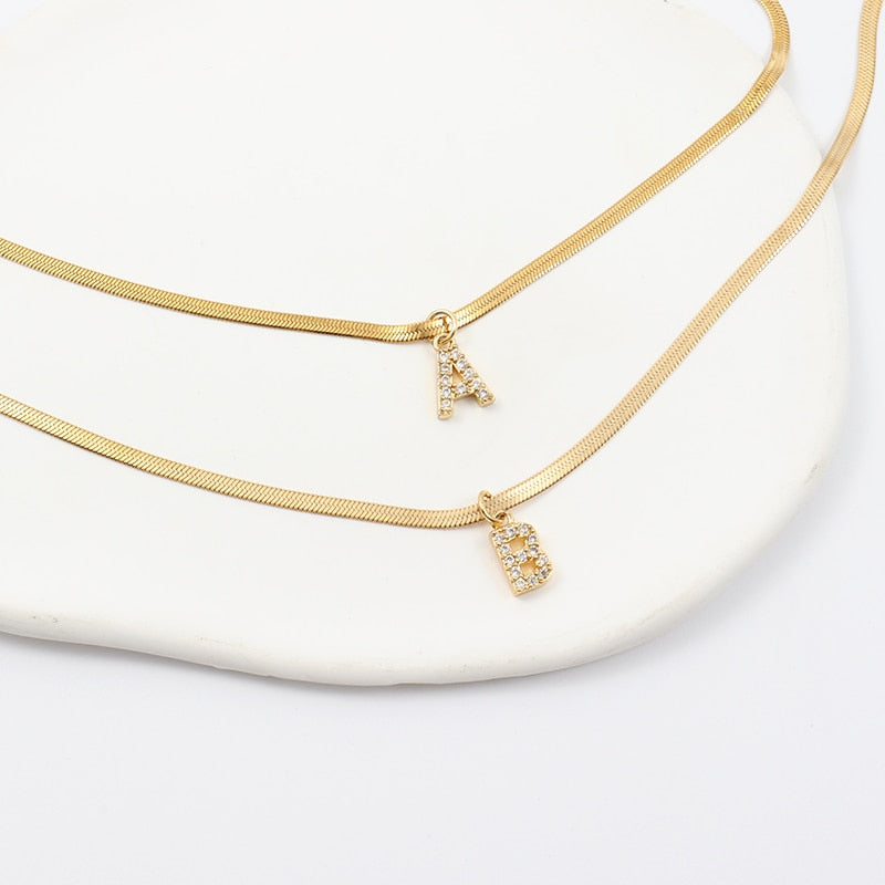 Gold Rebecca Initial Necklace - Celeste Adore