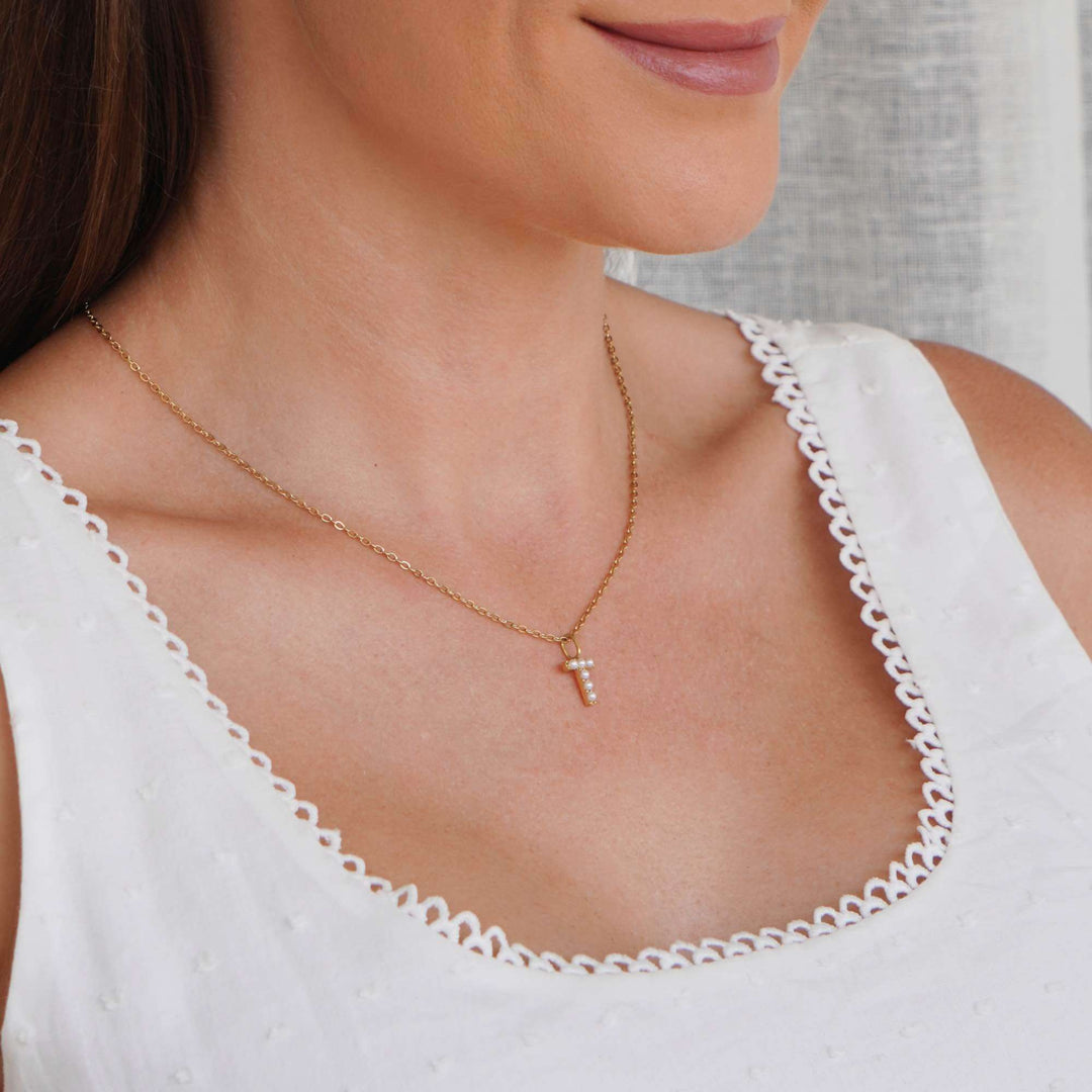 Personalized Mila Pearl Initial Necklace
