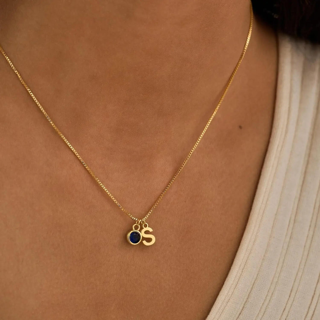 Personalized Kaia Birthstone Initial Necklace