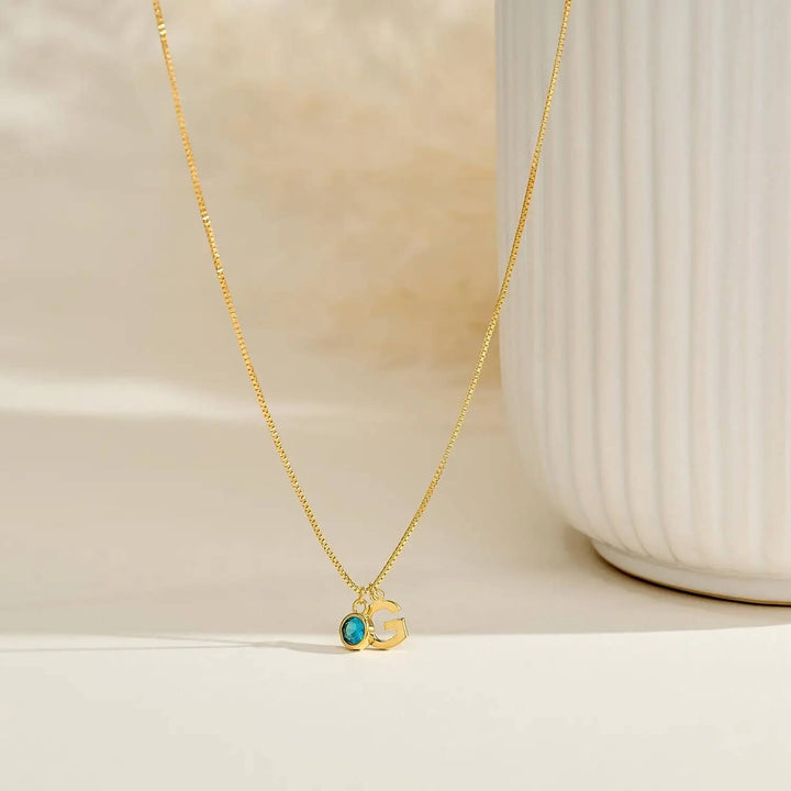 Personalized Kaia Birthstone Initial Necklace