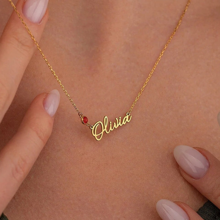 Personalized Olivia Birthstone Name Necklace