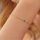 Personalized Soraya Birthstone Initial Bracelet