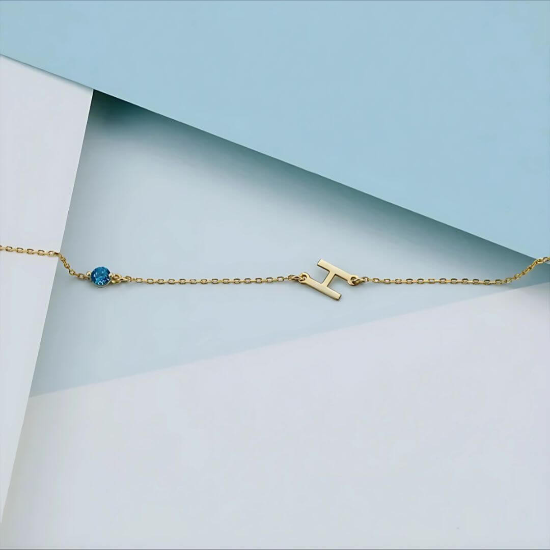 Personalized Soraya Birthstone Initial Bracelet