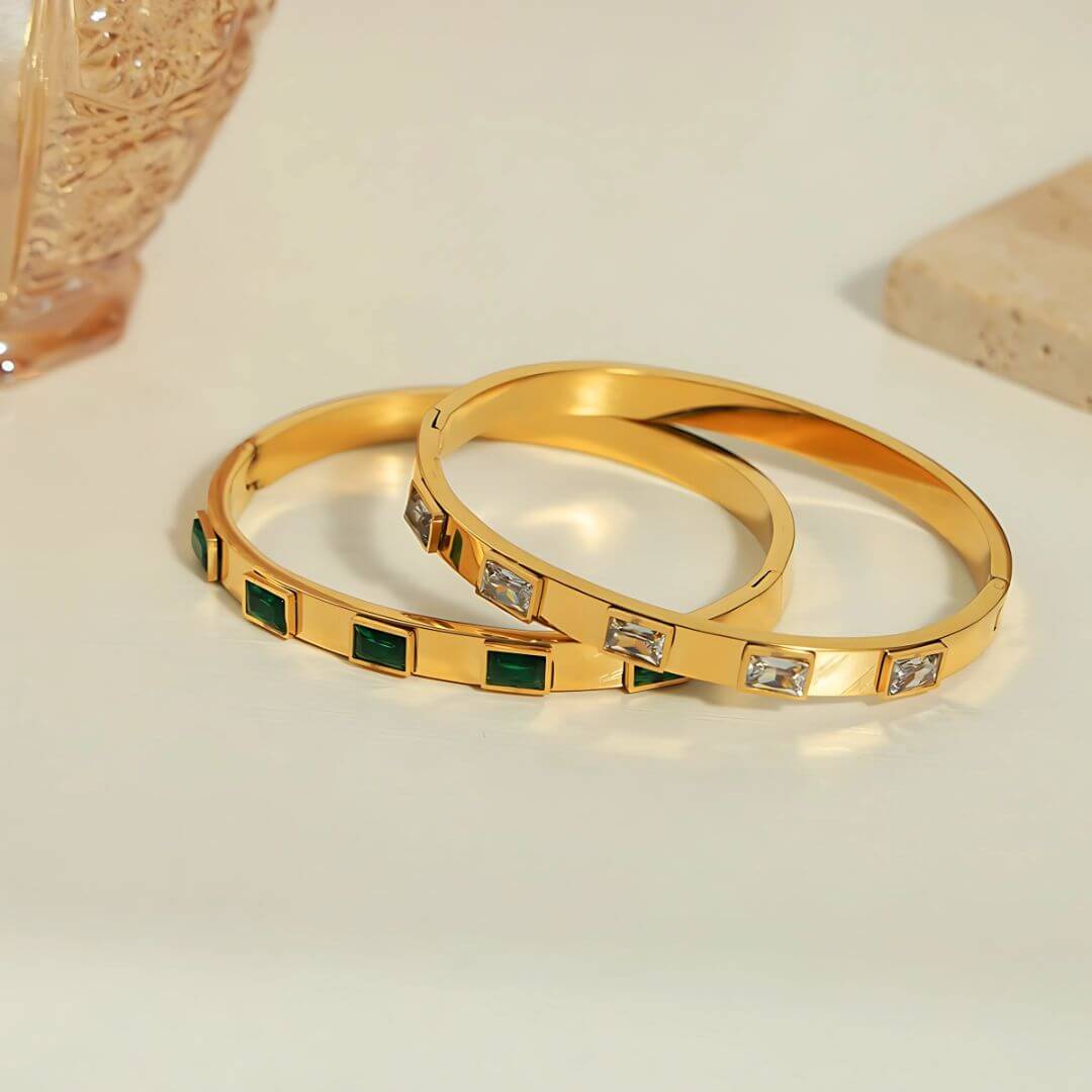 Piper Gemstone Solid Bangle