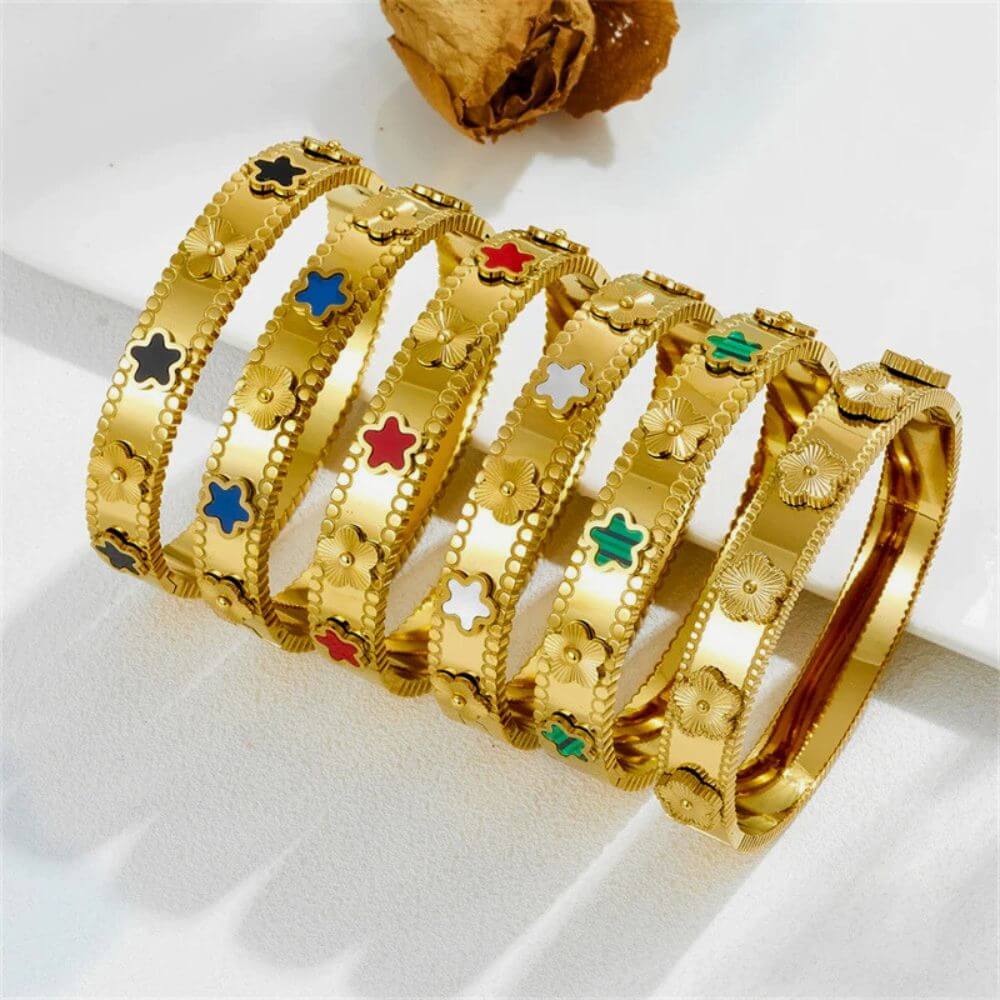 Bella Five Clover Colour Solid Bangle