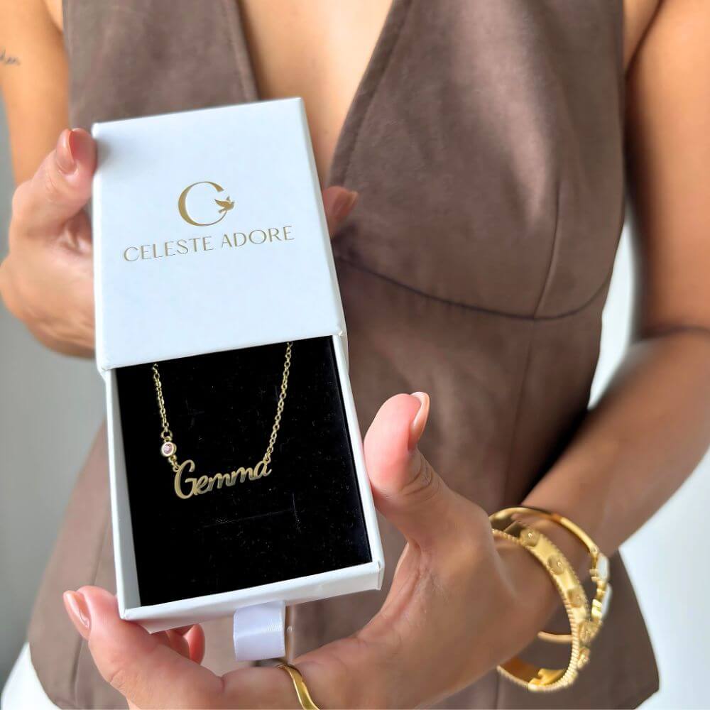 Personalized Geena Birthstone Name Necklace