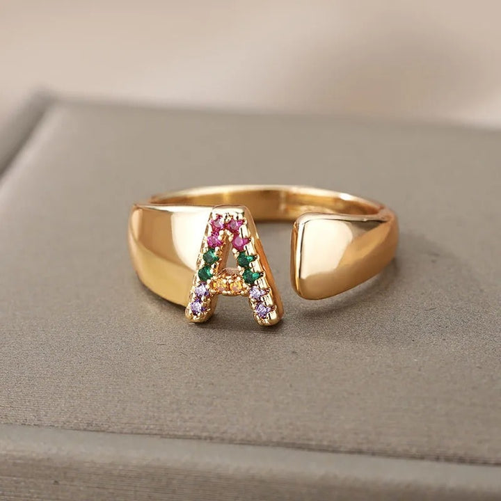 Personalized Chunky Rainbow Initial Ring