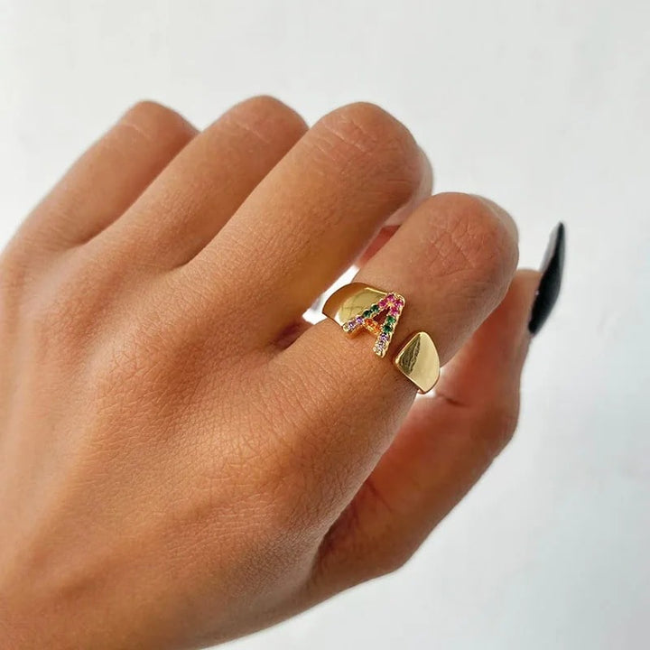 Personalized Chunky Rainbow Initial Ring