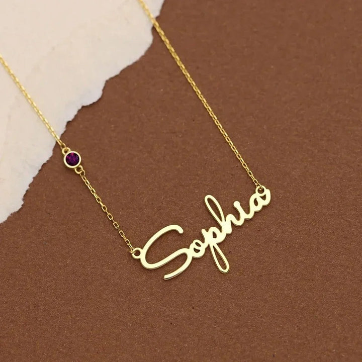 Personalized Gemma Birthstone Name Necklace