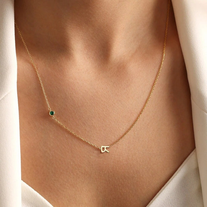 Personalized Soraya Birthstone Initial Necklace