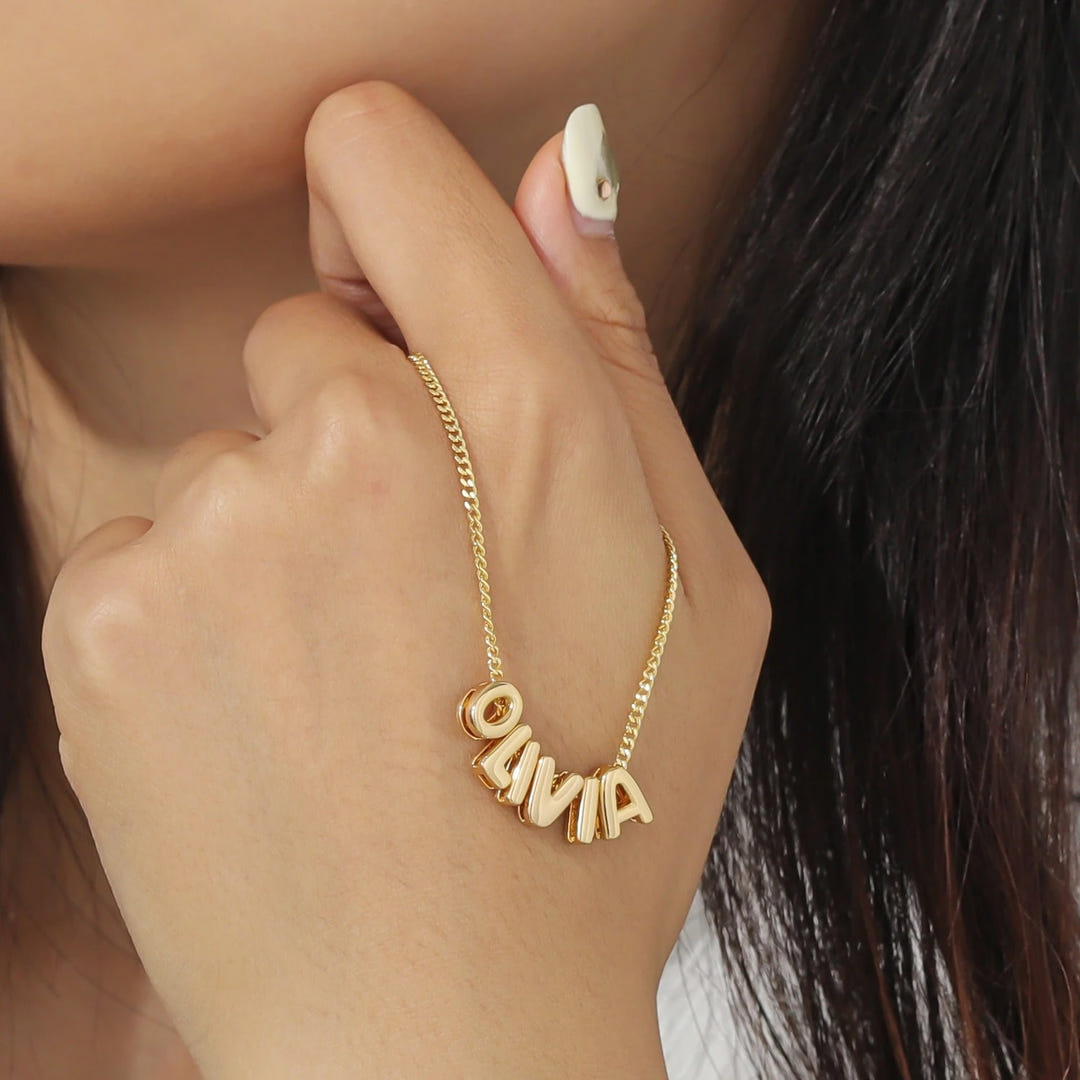 Personalized Zelina Bubble Name Necklace