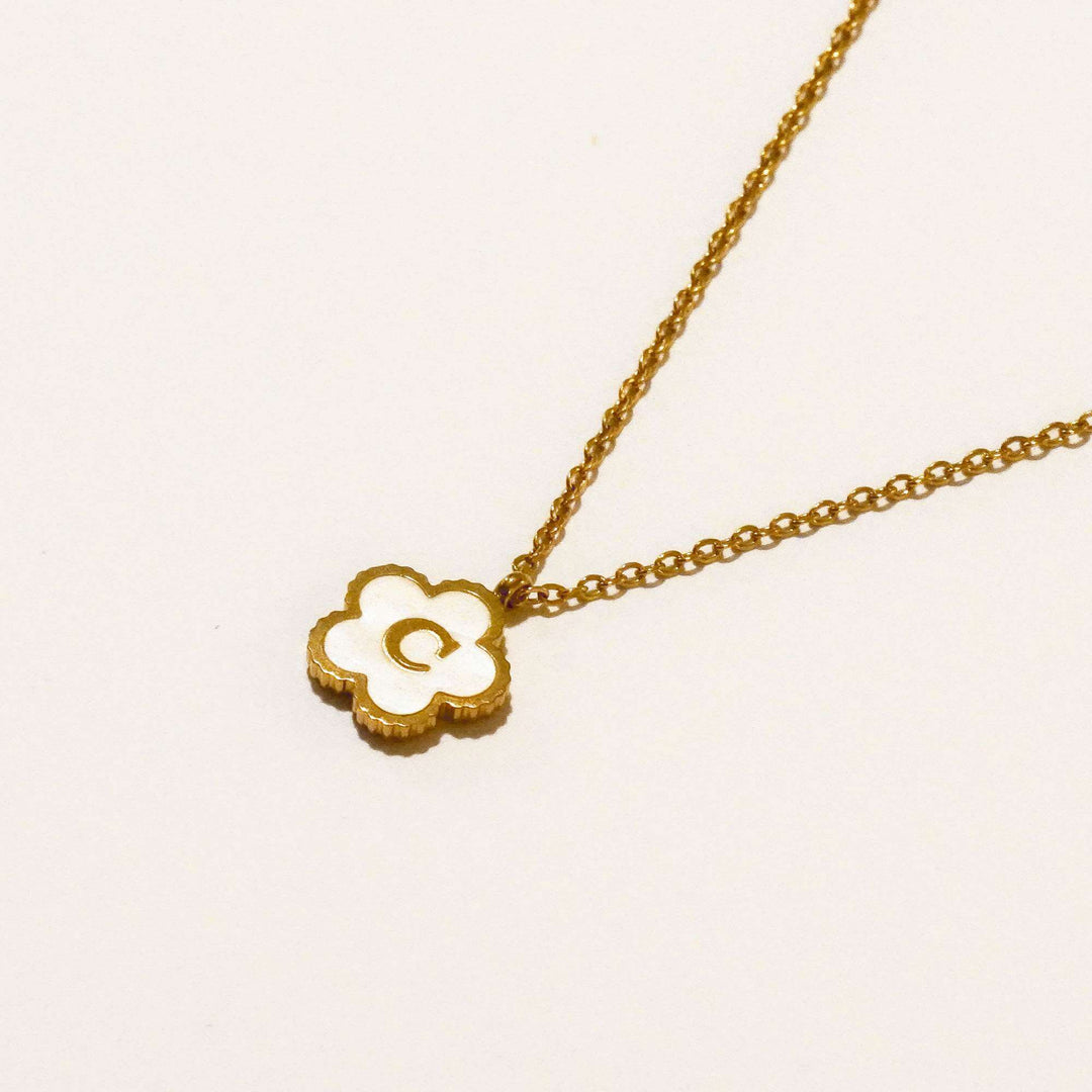 Personalized Five Leaf Clover Initial Necklace