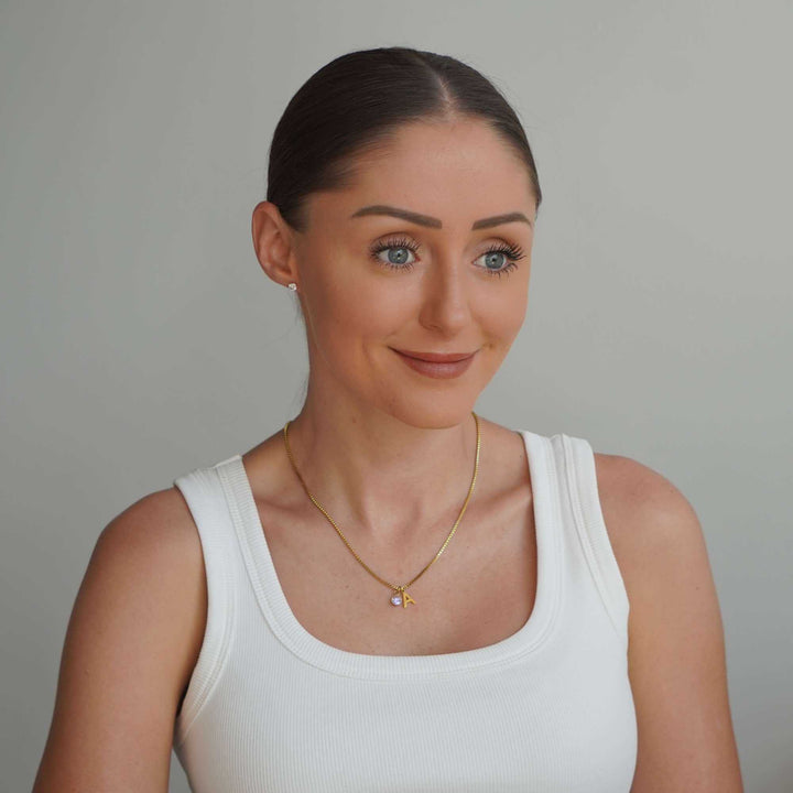Personalized Kaia Birthstone Initial Necklace