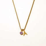 Personalized Kaia Birthstone Initial Necklace