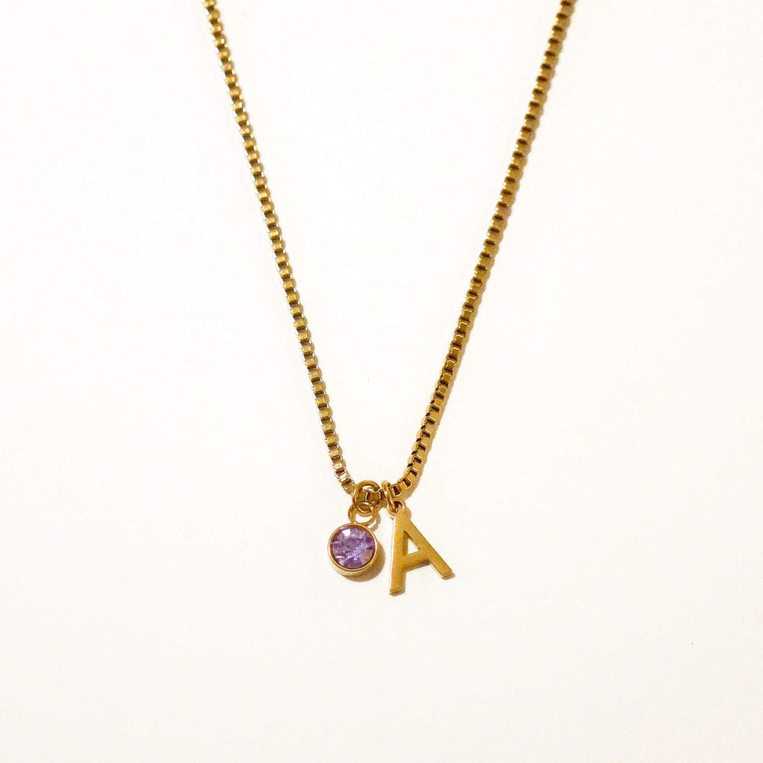 Personalized Kaia Birthstone Initial Necklace