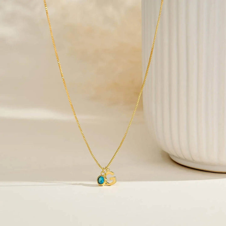 Personalized Kaia Birthstone Initial Necklace