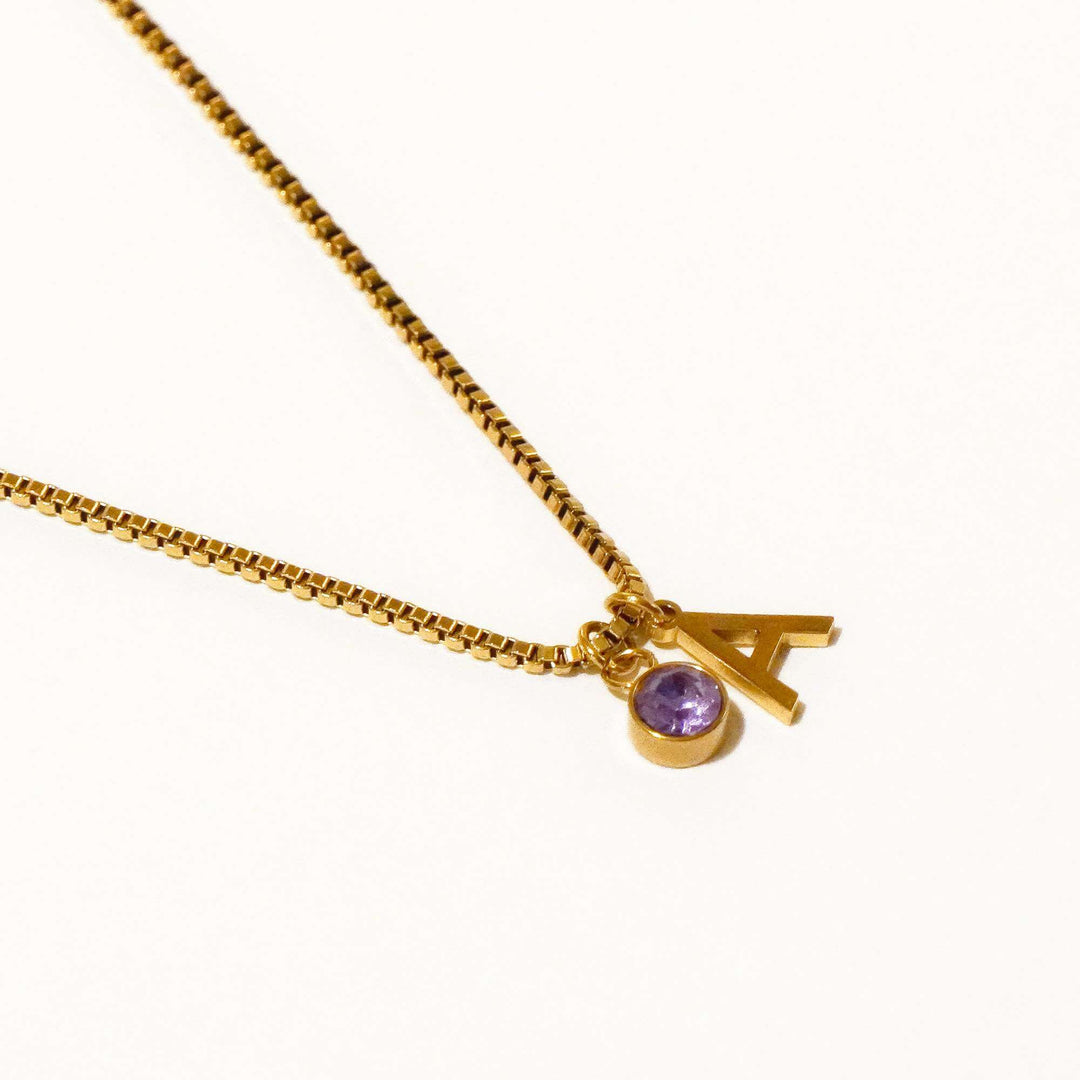 Personalized Kaia Birthstone Initial Necklace