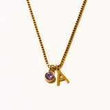 Personalized Kaia Birthstone Initial Necklace