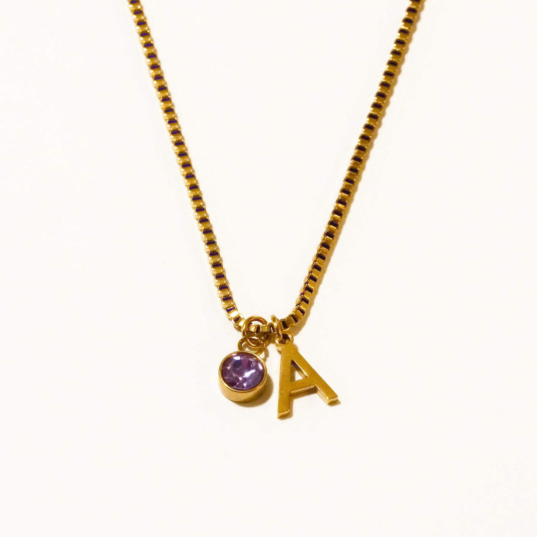 Personalized Kaia Birthstone Initial Necklace