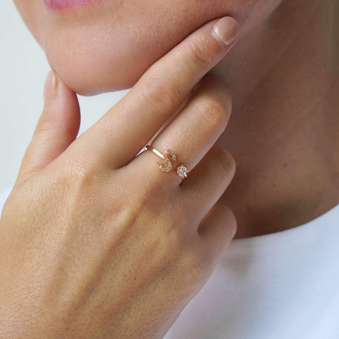 Personalized Scarlet Initial Ring