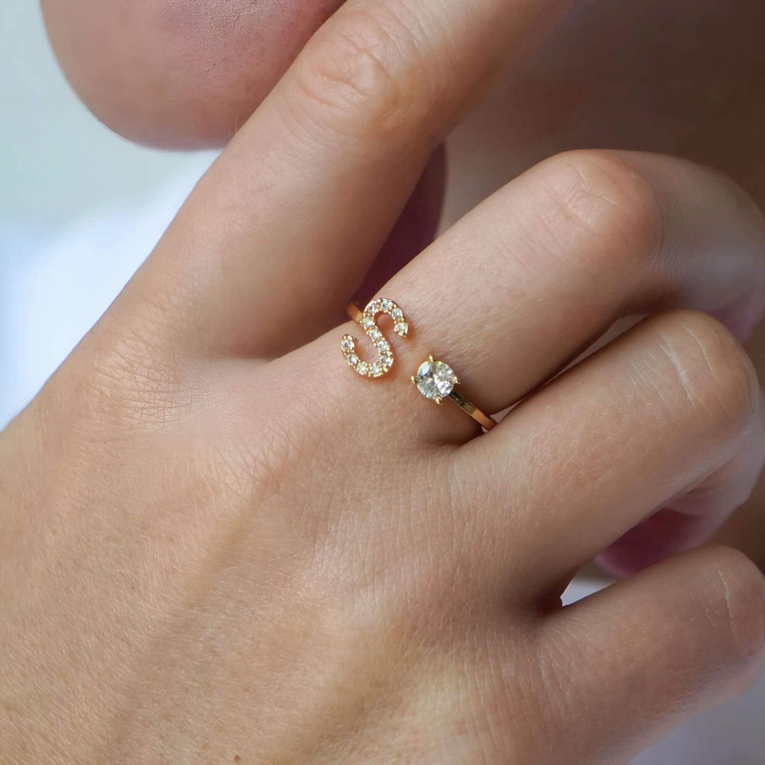 Personalized Scarlet Initial Ring