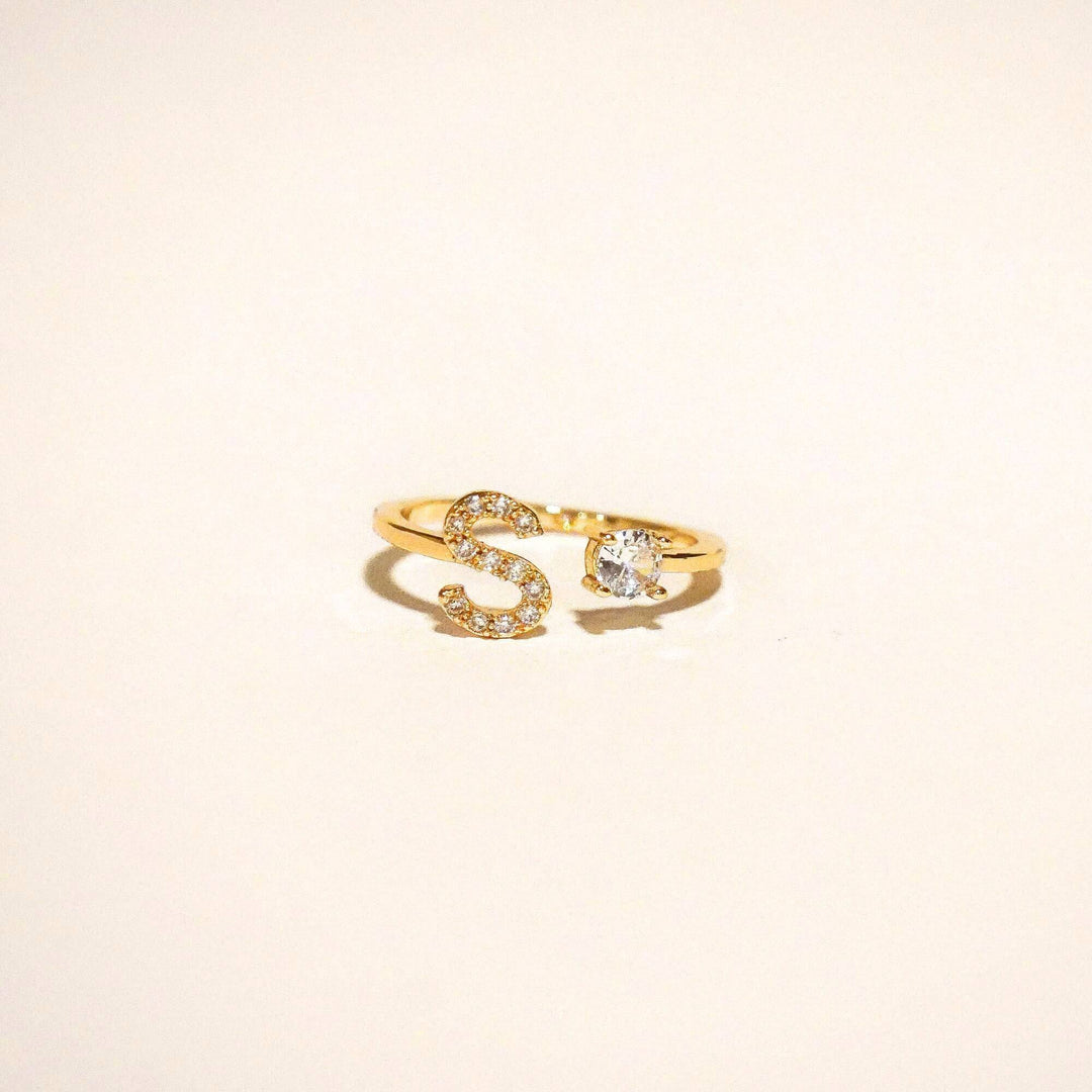 Personalized Scarlet Initial Ring