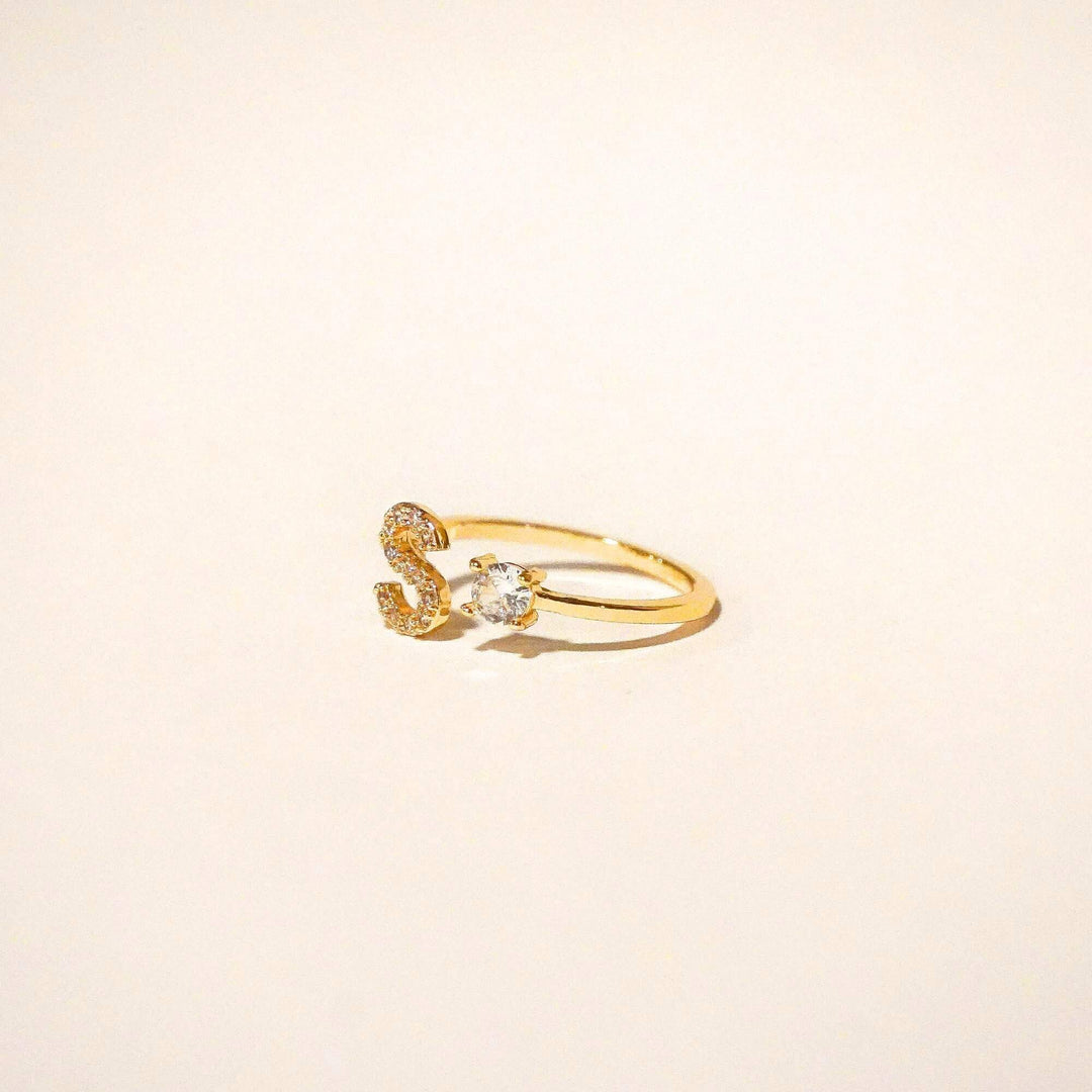 Personalized Scarlet Initial Ring