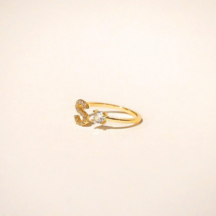 Personalized Scarlet Initial Ring